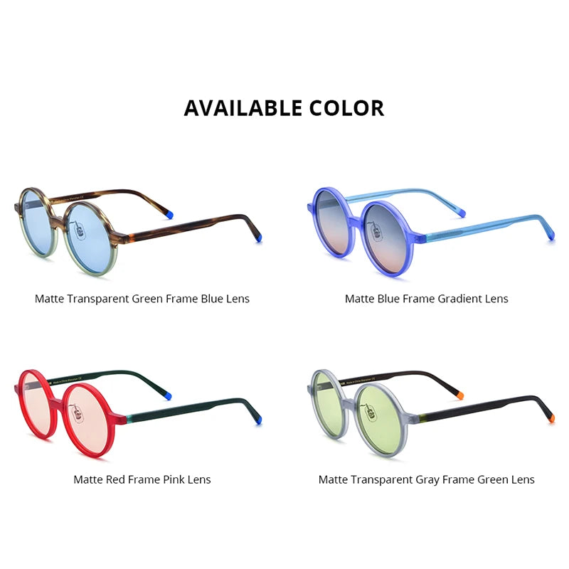 HEPIDEM Matte Acetate Polarized Sunglasses UV400 Women 2023 New Retro Design Vintage Circle Round Sun Glasses Men Shades H9265T