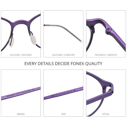 FONEX Pure Titanium Eye Glasses Frames for Women Retro Round Eyeglasses Men 2020 New Vintage Eyewear 8525