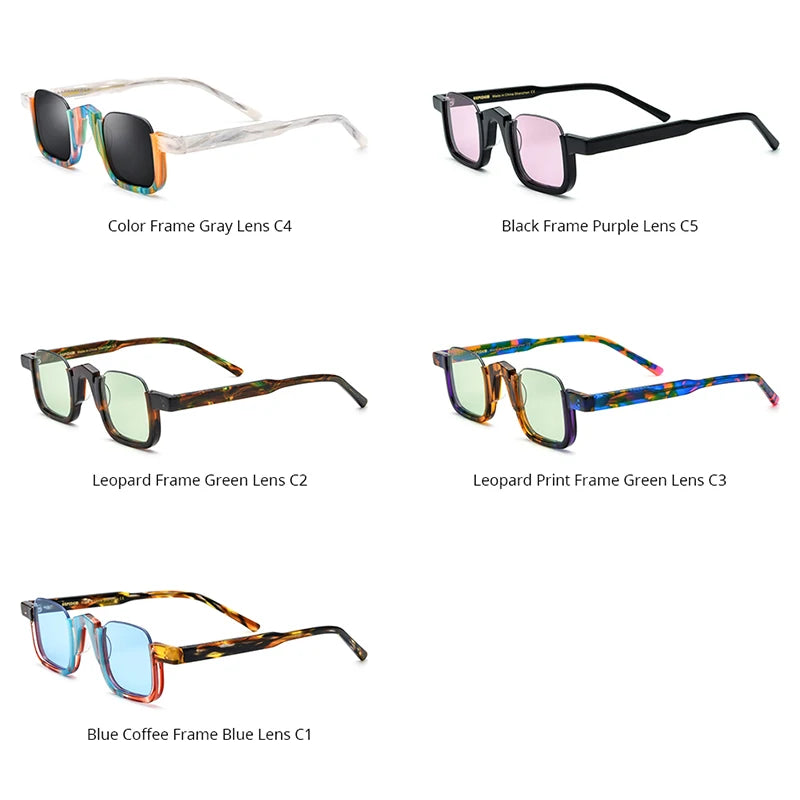 HEPIDEM Acetate Sunglasses Men Trendy Semi Rimless Square Nylon Sun Glasses 2024 New Colorful UV400 Women Shades H9352T