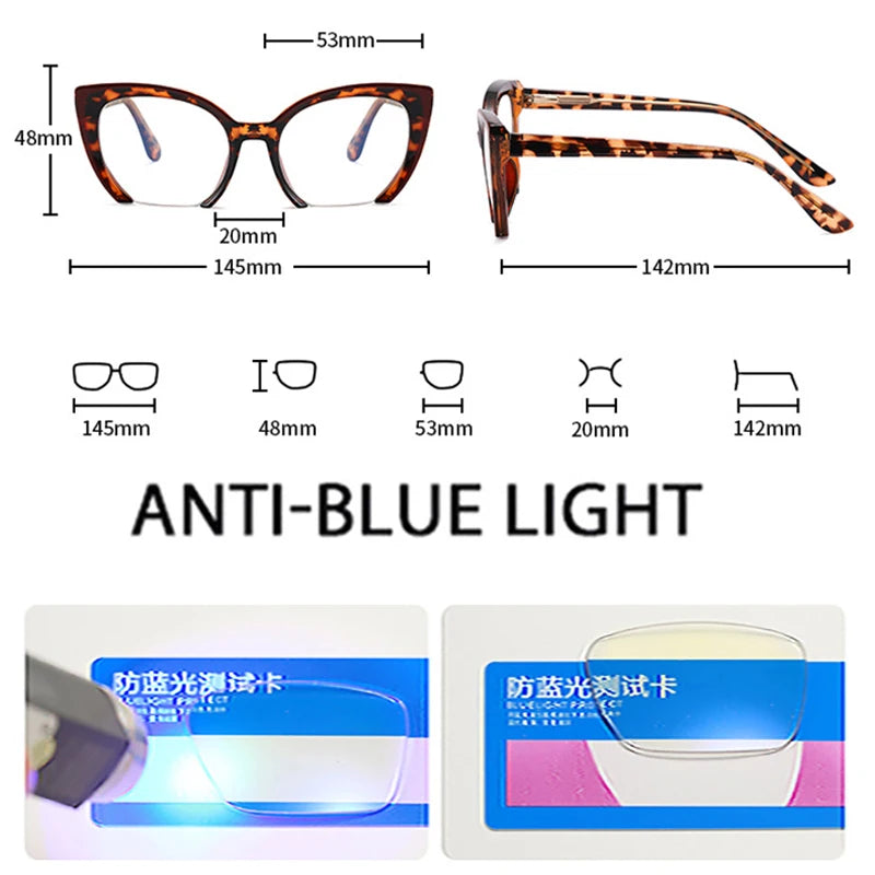 SHAUNA Retro Semi-Rimless TR90 Cat Eye Women Glasses Frames Fashion Anti-Blue Light Eyewear Men Optical Frame