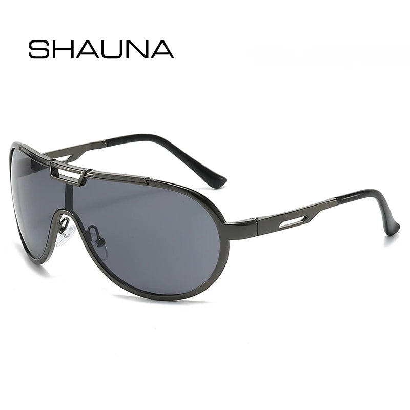 SHAUNA Nouvelles lunettes de soleil aviateur surdimensionnées en métal à double pont pour hommes et femmes, lunettes de soleil à la mode, une pièce, dégradées, UV400