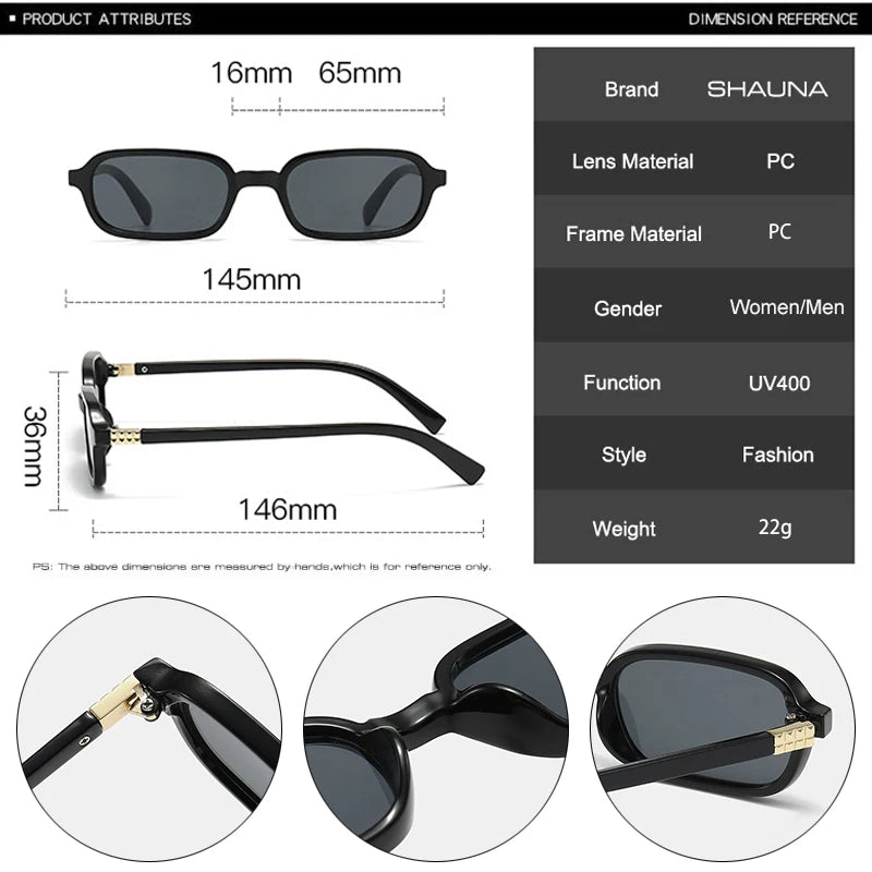 SHAUNA Fashion Small Rectangle Women Shades UV400 Sunglasses Retro Clear Lens Men Glasses Frame