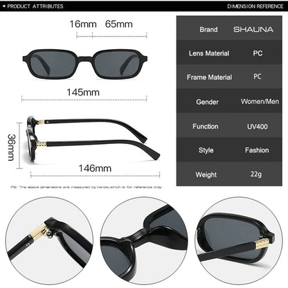 SHAUNA Fashion Small Rectangle Women Shades UV400 Sunglasses Retro Clear Lens Men Glasses Frame