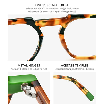 HEPIDEM Multicolor Acetate Glasses Men Retro Square Eyeglasses Frame Women Spectacles Eyewear 9221