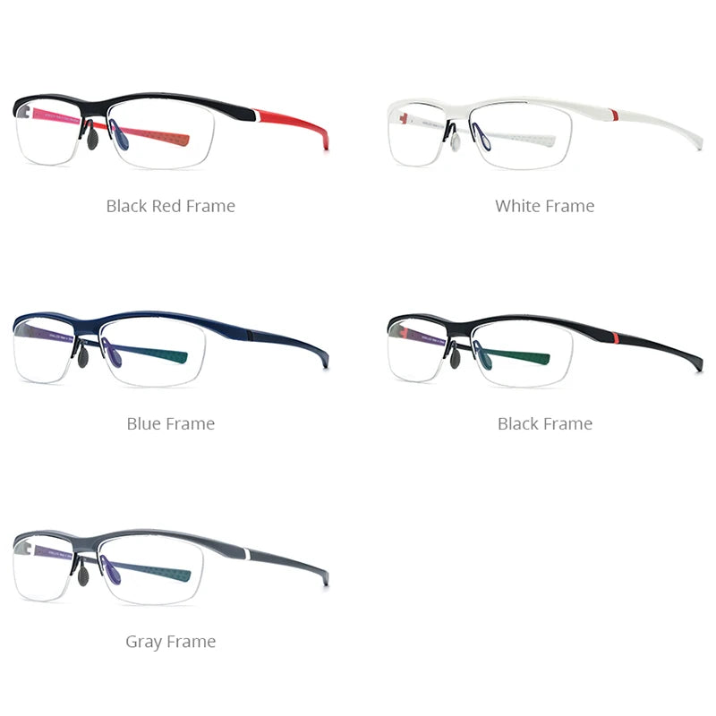 HONILLESI TR90 Lunettes de sport Monture Hommes Basket-ball Extérieur Ultraléger Lunettes 2024 Nouvelle Demi-Lunettes 7027