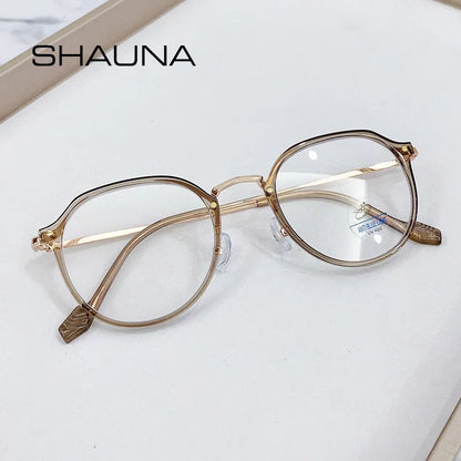 SHAUNA Anti-Blue Light Retro Round Glasses Frame Ultralight Fashion Optical Frames Computer Glasses