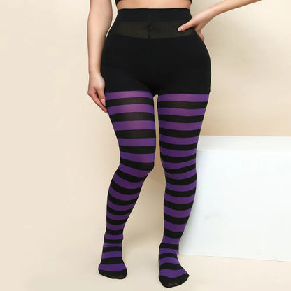 FCCEXIO Neue gestreifte Yoga-Leggings für Frauen, Print im Gothic-Stil, lange Strumpfhosen, lässig, Punk, Damen, Sport, hohe Taille, Workout, elastische Leggings