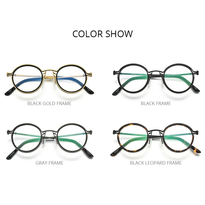 FONEX Acetate Titanium Eyeglasses Men Vintage Round Glasses Frame Women Spectacles Korean Eyewear F85692