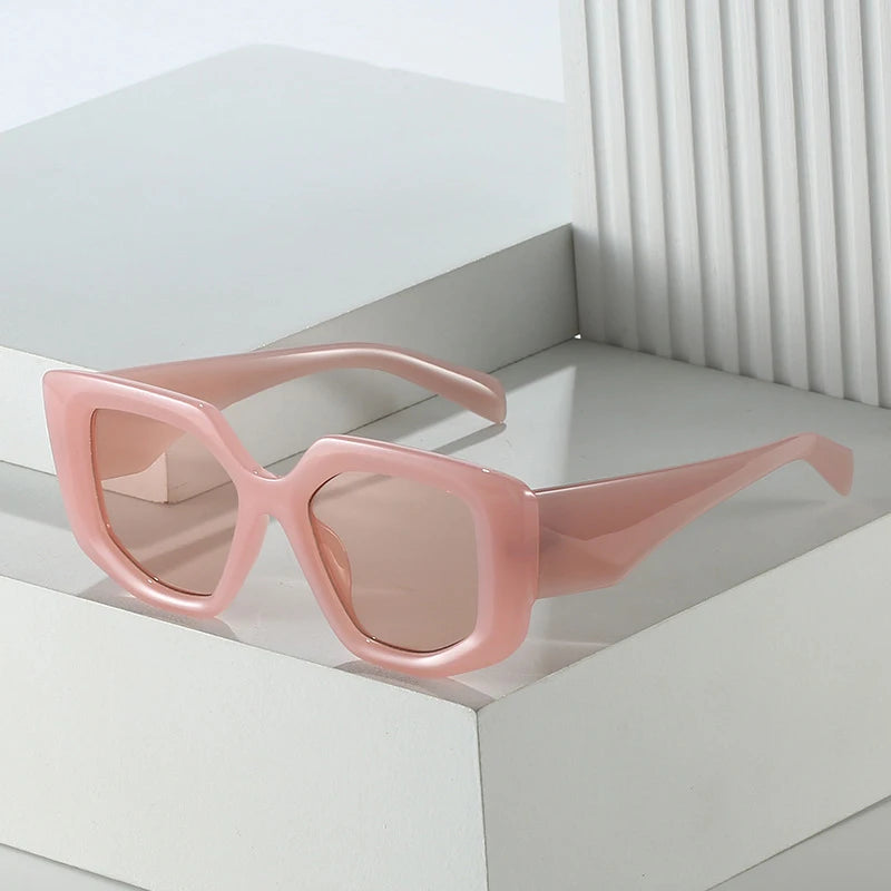 SHAUNA Ins Popular Fashion Polygon Square Women Sunglasses Retro Jelly Blue Pink Shades UV400 Men Wide Legs Sun Glasses