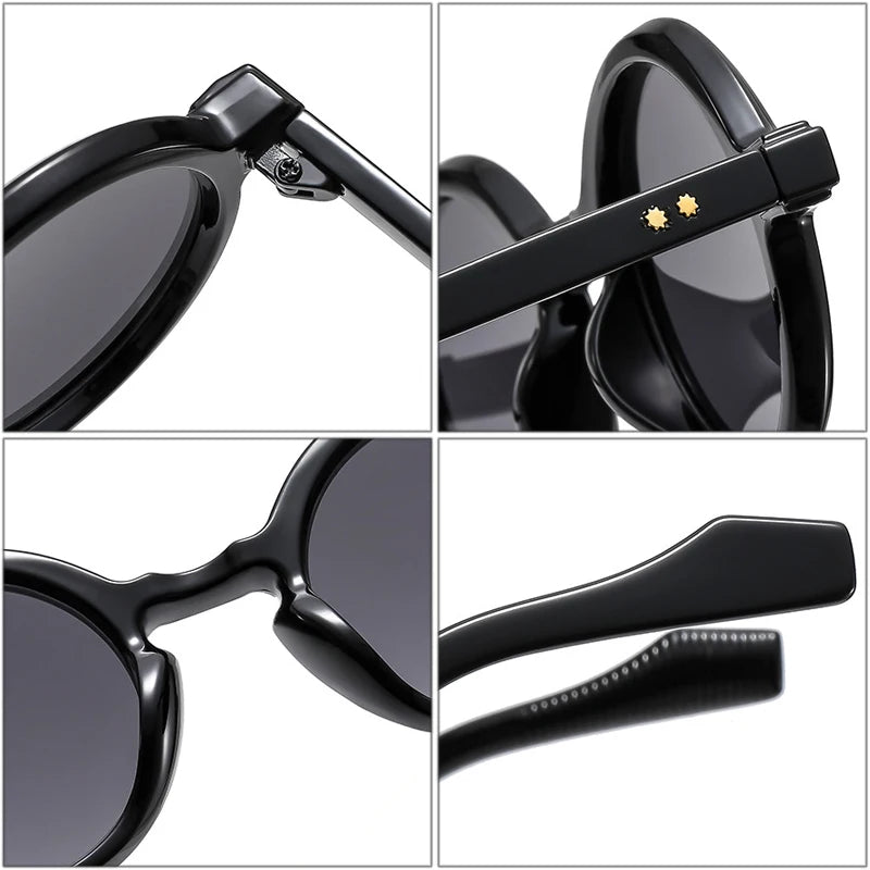 SHAUNA Retro Round Punk Women Sunglasses Fashion Double Color Gradient Shades UV400 Men Trending Rivets Sun Glasses