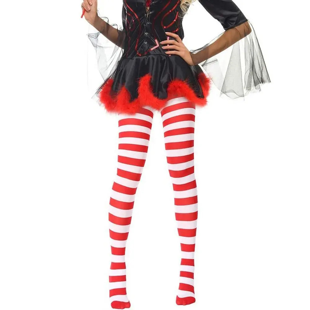 Striped Pantyhose Sweet Cosplay Cotton Long Hosiery Elastic Over Knee Dance Clubwear Stocks Halloween Party