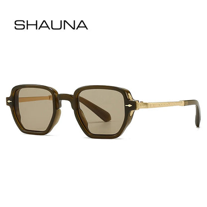 SHAUNA Retro Quadratische Nieten Frauen Luxus Sonnenbrille Mode Farbverlauf Shades UV400 Männer Trendy Sonnenbrille