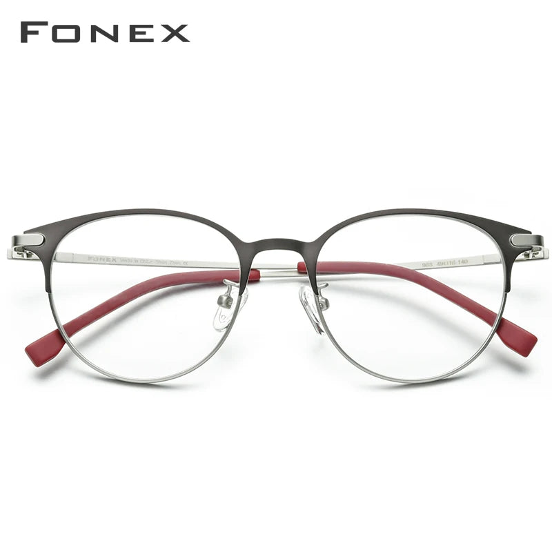 FONEX Alloy Glasses Frame Men Ultralight Women Vintage Round Eyeglasses Retro Frame Screwless Eyewear 988