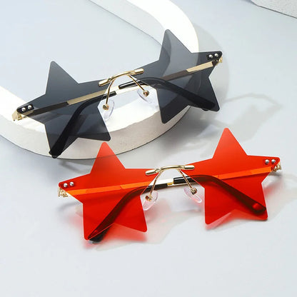 SHAUNA Unique Rimless Pentagram Sunglasses Fashion Five-pointed Star Shades UV400