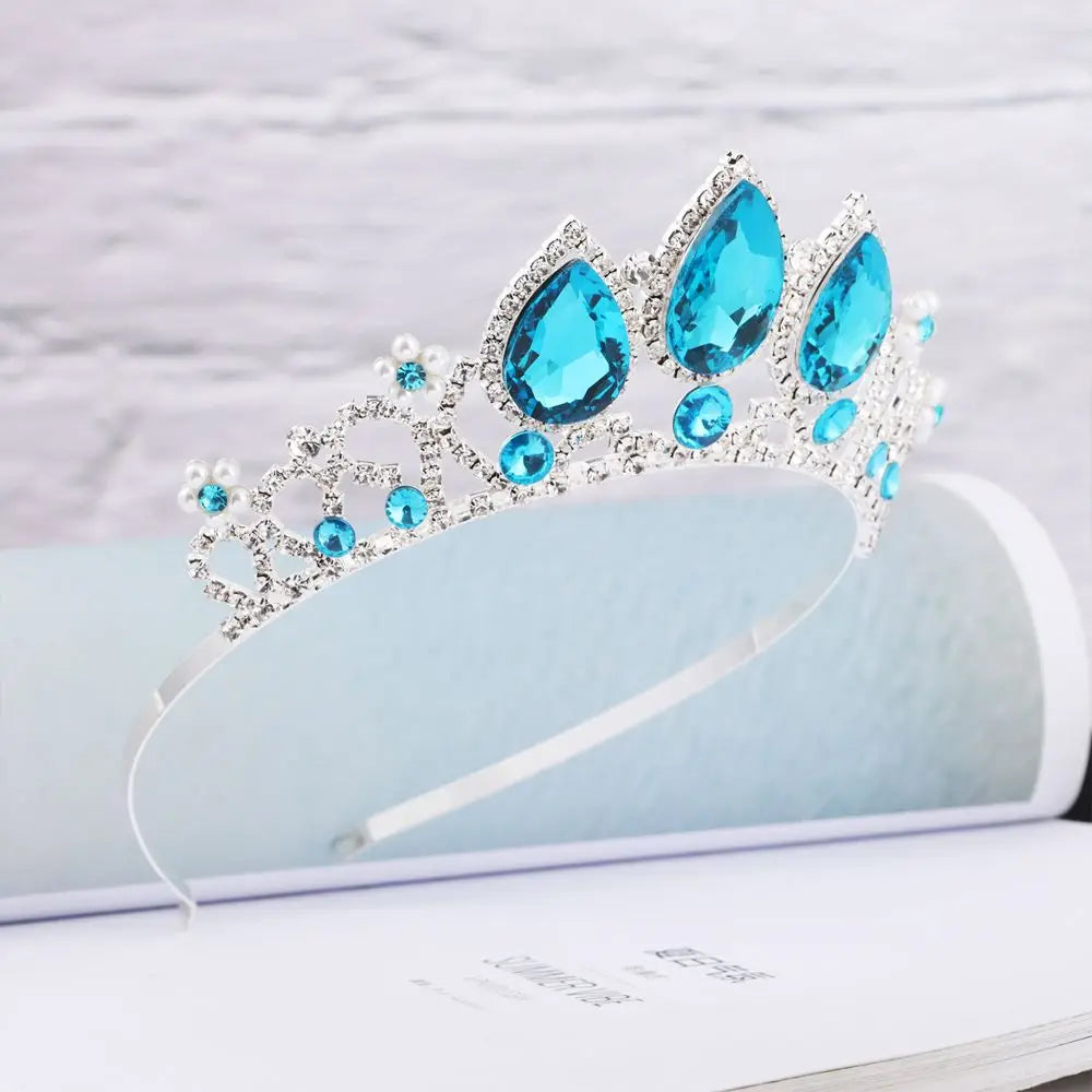 Diadème de mariage fait à la main avec strass pour filles, serre-tête en perles, couronne de princesse Bling Bling