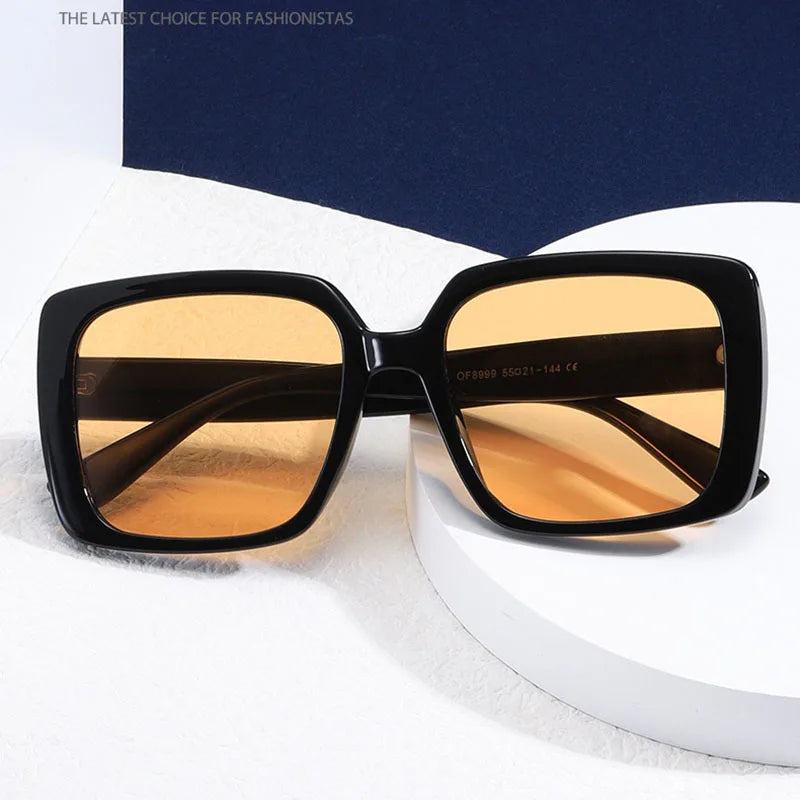 SHAUNA Oversized Retro Square Sunglasses UV400