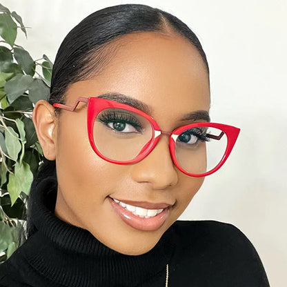 SHAUNA Anti-Blue Light Classic Cat Eye Glasses Frame Women Brand Designer Fashion Acetate Material Red Optical Eyeglasses