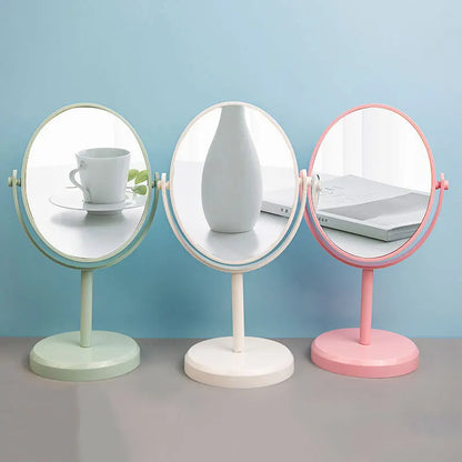 Desktop Makeup Mirror Single Side Rotatable Dresser Mirror Oval Standing Vanity Mirror Home Dormitory Desktop Cosmetic Mirrors