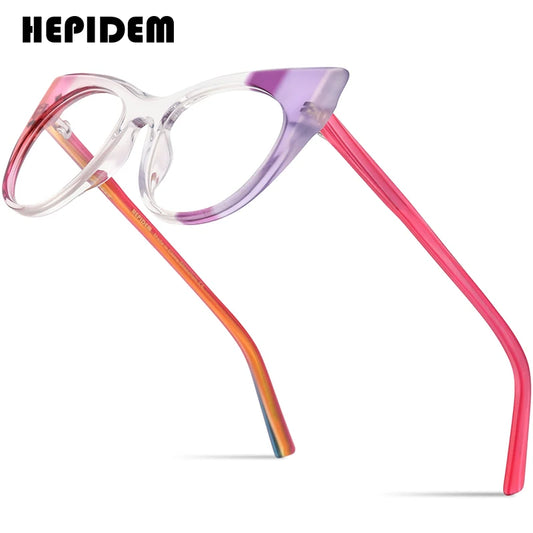 HEPIDEM Multicolor Acetate Glasses Women 2023 New Cat Eye Eyeglasses Cateye Spectacles Eyewear H9293