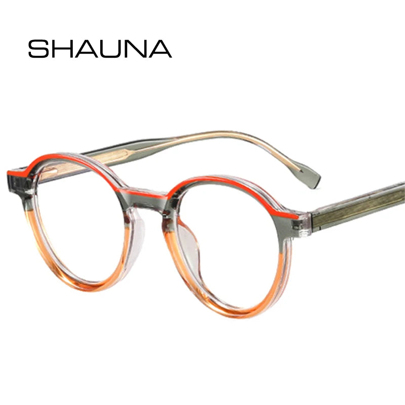 SHAUNA Retro Oval Women Double Color Glasses Frames Optical Men Clear Anti Blue Light TR90 Frame