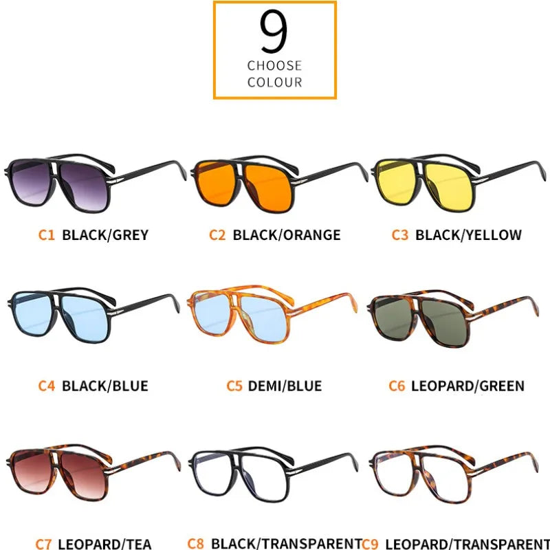 Lunettes de soleil rétro pour hommes et femmes, monture surdimensionnée, carrée, à la mode, UV400, tendance, vente en gros