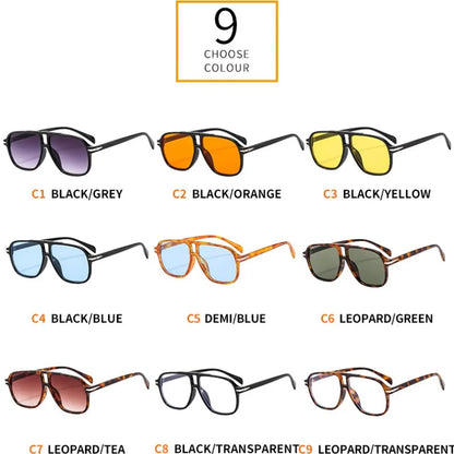 Neue Retro-Sonnenbrille für Männer und Frauen, modisch, quadratisch, Doppelbrücken, übergroßer Rahmen, Schattierungen, UV400, Trend-Sonnenbrille für Frauen, Großhandel