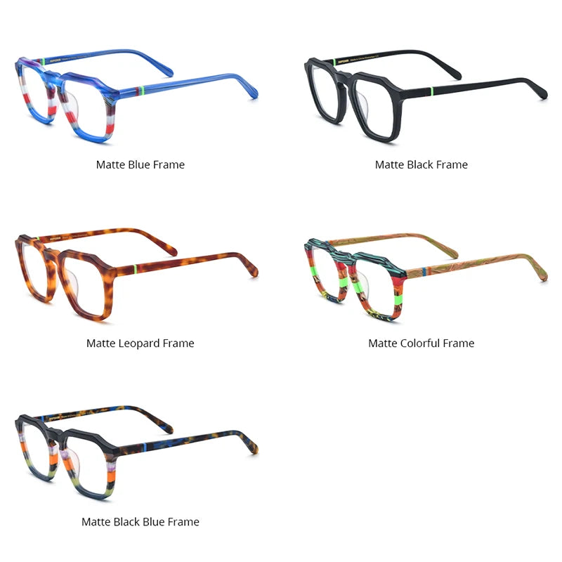 HEPIDEM Matte Acetate Glasses Men 2023 New Colorful Retro Square Women Eyeglasses Spectacles Eyewear H9292