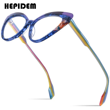 HEPIDEM Multicolor Acetate Glasses Women Fashion Cat Eye 2023 New Eyeglasses Men Spectacles Eyewear H9334