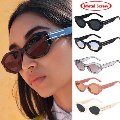 Brand Vintage Women Sunglasses Small Retro Polygon Sun Glasses Punk Eyeglasses Men Designer Gafas De Sol UV400