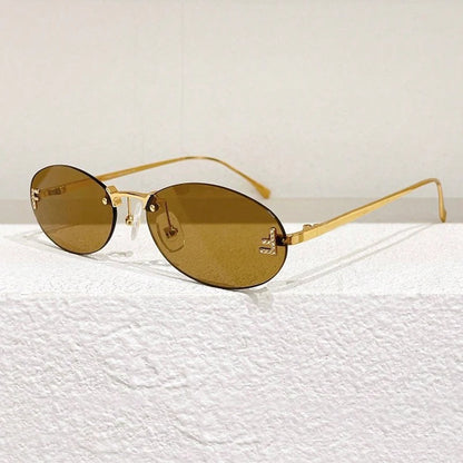 Elegant Oval Sunglasses Male Letter "F" Rimless Sunglasses Female