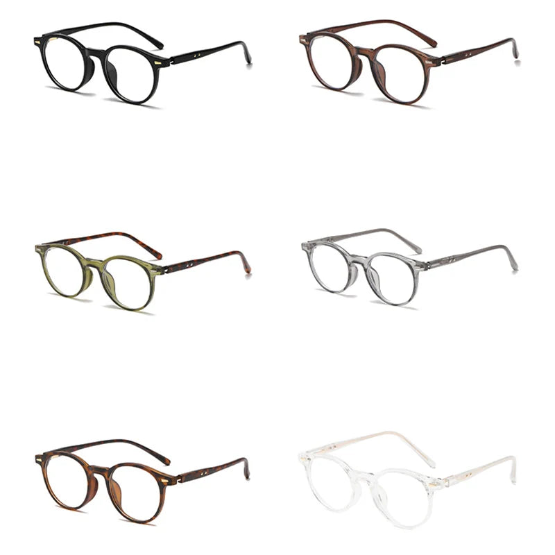 SHAUNA Retro Classic Round Women Anti Blue Light Eyewear Clear Lens  Glasses Frame Fashion Rivets Men Optical Frame