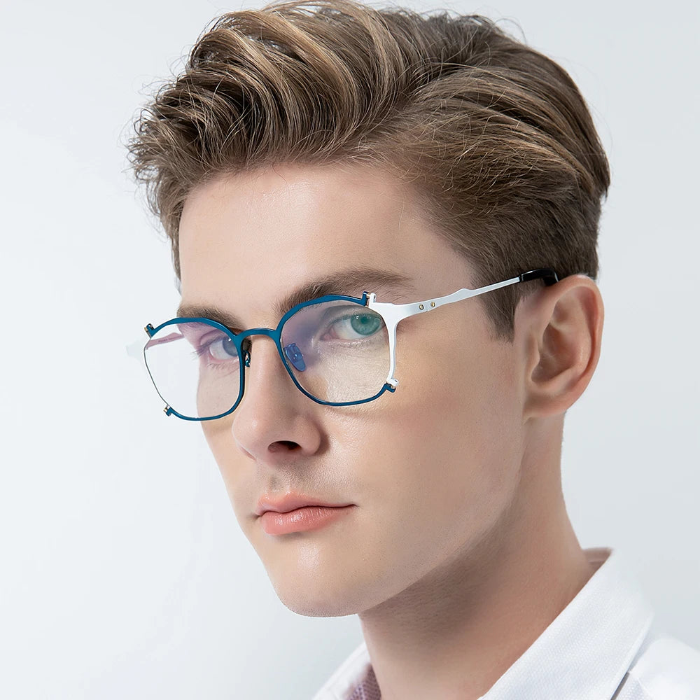 FONEX Lunettes en titane pur pour hommes et femmes, nouvelles lunettes carrées rétro vintage F85758