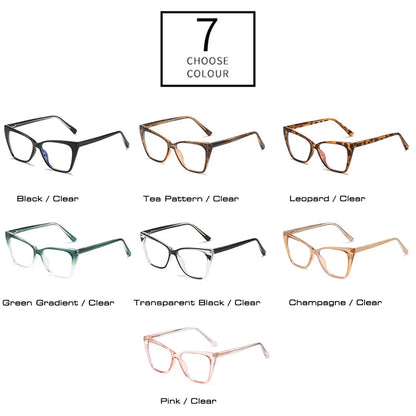 SHAUNA TR90 Cat Eye Women Glasses Frame Fashion Clear Anti-blue Light Eyewear Retro Spring Hinge Men Optical Frame