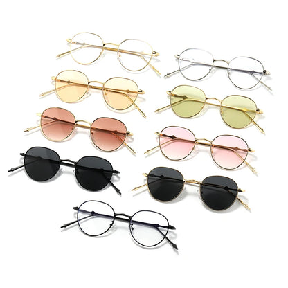 Brand Oval Sunglasses Women Metal Frame Glasses Vintage Gradient Sun Glasses Men Shades Female Eyewear UV400