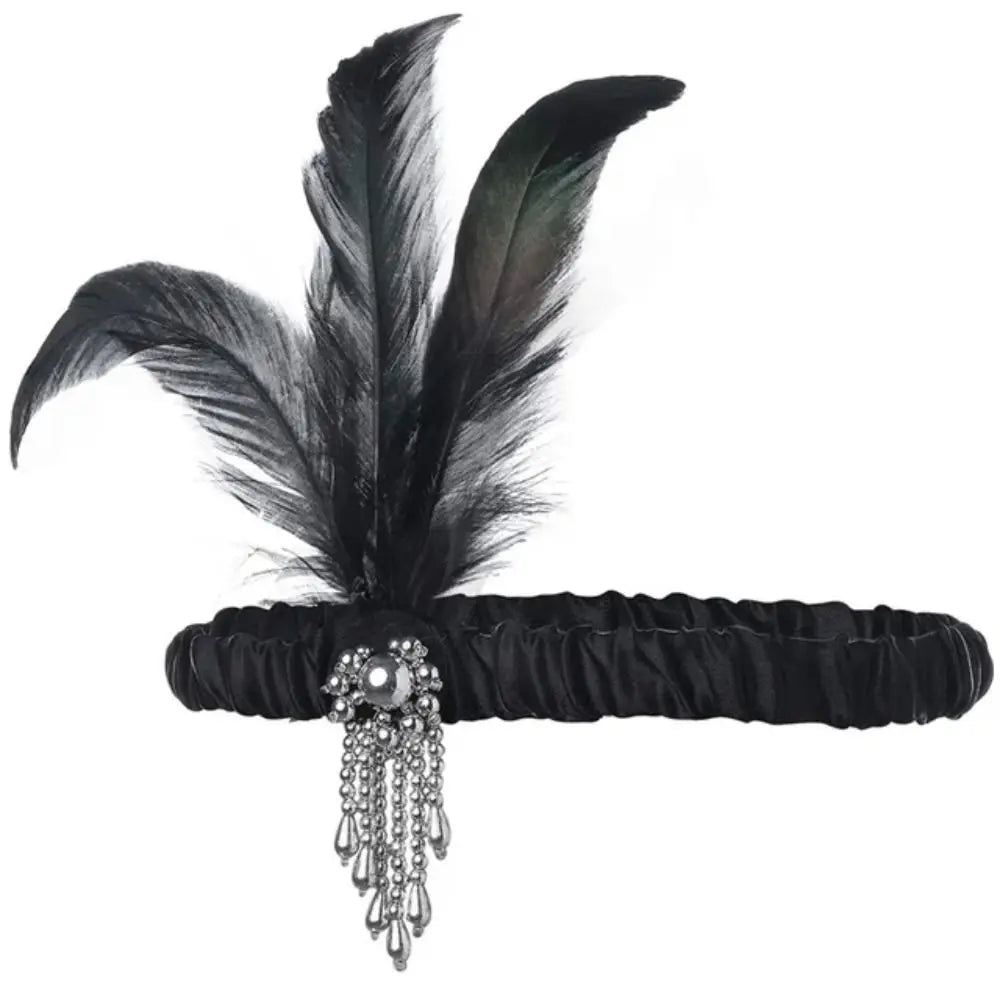 Accessoires pour cheveux Cosplay Mode Années 1920 Great Gatsby Party Bandeau pour cheveux Charleston Costume Flapper Cheveux Plume Coiffe