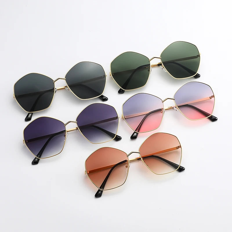 2024 Fashion New Polygonal Irregular Sunglasses Retro Metal Sun Glasses Minimalist Design Sun Protection Eyeglasses Female