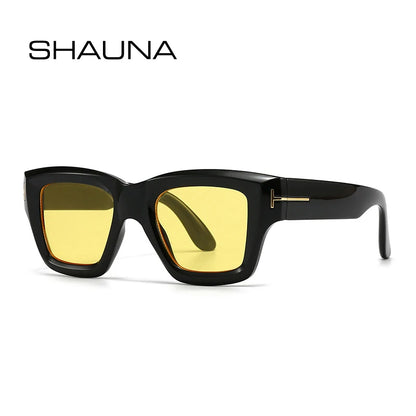 SHAUNA Retro Quadratische Sonnenbrille Frauen Marke Designer Klar Gelb Blau Shades UV400 Mode Männer Trendy Sonnenbrille