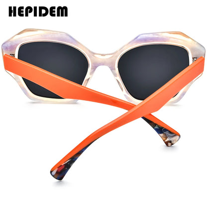 HEPIDEM Acetate Polarized Sunglasses Men 2024 New Retro Colorful Trendy Cat Eye Sun Glasses UV400 Women Shades H9359T