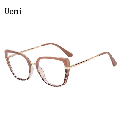 New Retro Cat Eye Women Anti Blue Light Glasses Frame Fashion Designer Thin Face Flat Mirror Clear Reading Top Quality Ins Trend