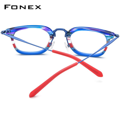 FONEX Acetate Titanium Glasses Men 2024 Square Eyeglasses Women Colorful Spectacles Eyewear F85791