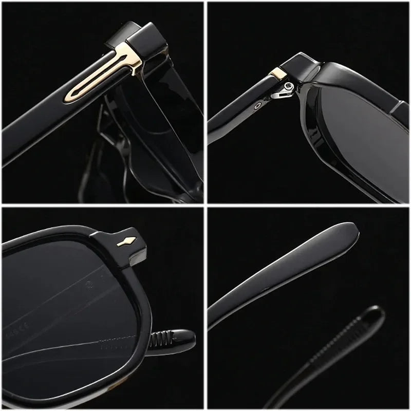 Vintage Double Bridges Men Square Sunglasses Fashion Clear Ocean Lens Eyewear Women Trending Rivets Sun Glasses UV400