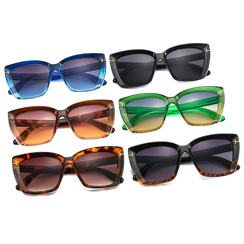 SHAUNA Rétro Oeil de Chat Coloré Dégradé Lunettes De Soleil Femmes Marque De Mode Designer Verres Transparents Lunettes Hommes Vert Lunettes De Soleil UV400