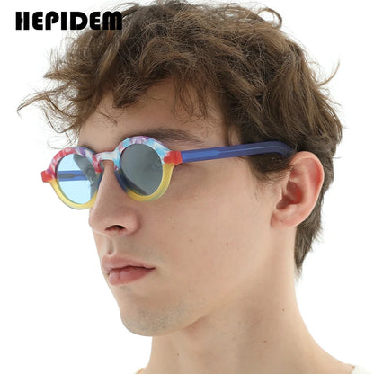 HEPIDEM Matte Acetate Polarized Sunglasses Men 2023 New Fashion Vintage Retro Oval UV400 Sun Glasses Women Shades H9272T