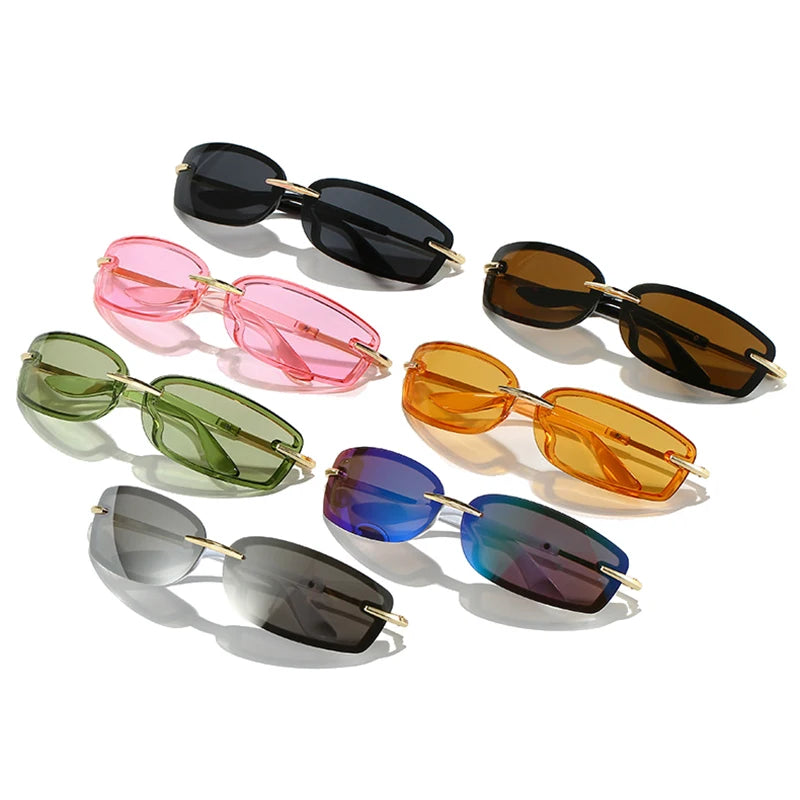 SHAUNA New Y2K Women Candy Color Sunglasses Shades UV400 Trending Outdoor Sports Mirror Goggles Retro Men Sun Glasses