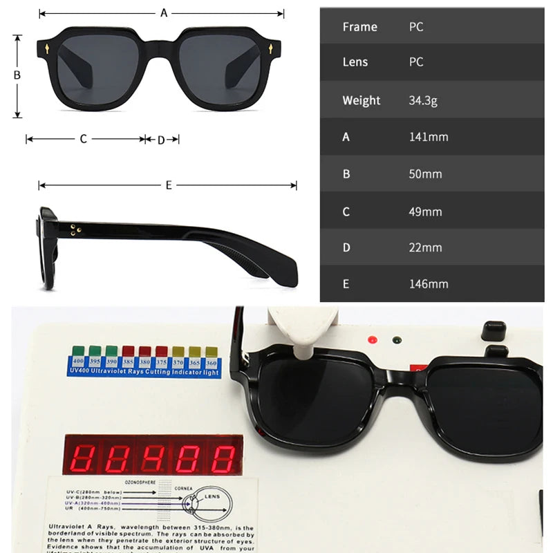 SHAUNA Retro Square Men Sunglasses Fashion Trending Metal Rivets Women Punk Gradient Shades UV400 Sun Glasses