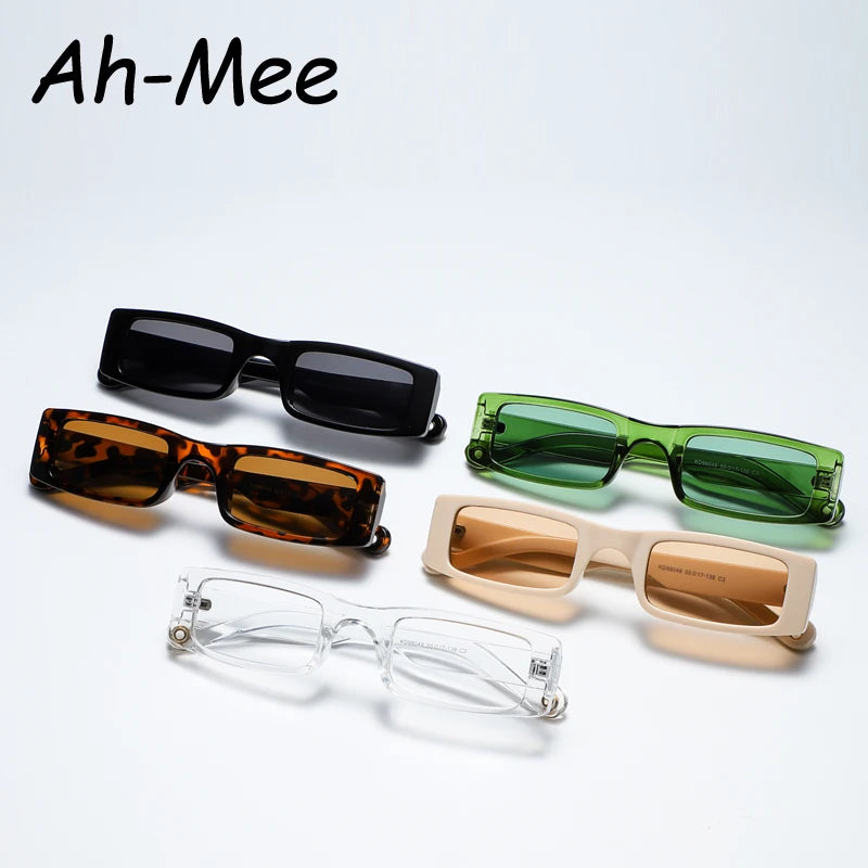 New Rectangle Sunglasses Women Fashion Small Square Frame Vintage Brand Sun Glasses Men Shades Retro Clear Green Oculos UV400