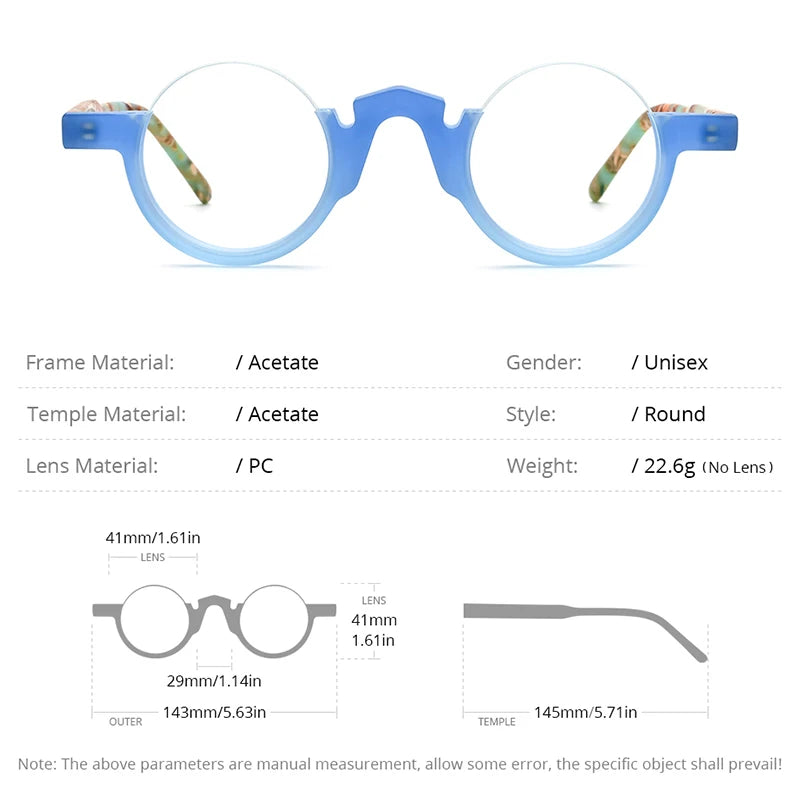 Lunettes en acétate mat HEPIDEM pour femmes 2023, nouvelles lunettes rondes à demi-monture, lunettes H9279