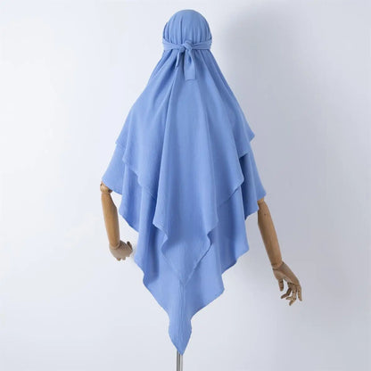 1pc Hijab de Paryer en soie glacée à double couche, foulard instantané long de style islamique de Dubaï, respirant, adapté aux festivals et aux prières