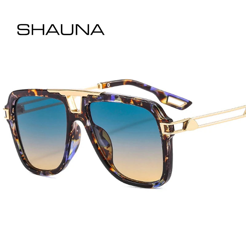 SHAUNA Retro Double Bridges Square Sunglasses Women Fashion Brand Designer Gradient Shades UV400 Men Trending Sun Glasses