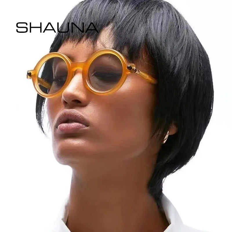 SHAUNA Fashion Double Colors Women Round Sunglasses Retro Men Anti-Blue Light Computer Glasses Frames